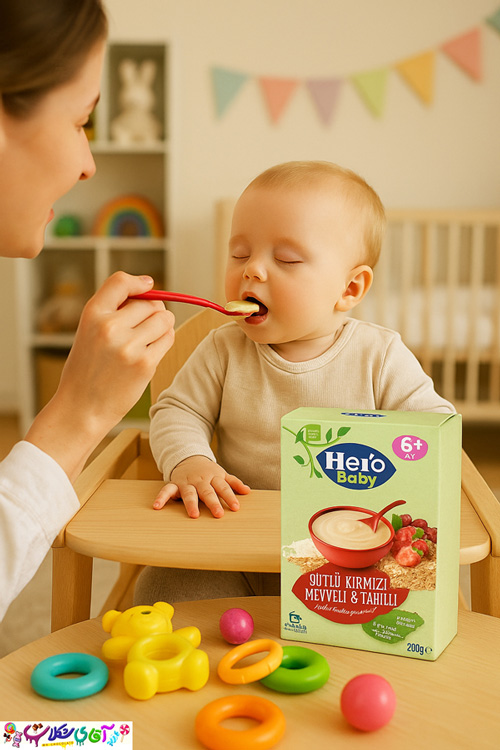 غذای کمکی کودک هرو بیبی میکس میوه و 8 غلات 1 غذای کمکی کودک هرو بیبی میوه قرمز و 8 غلات