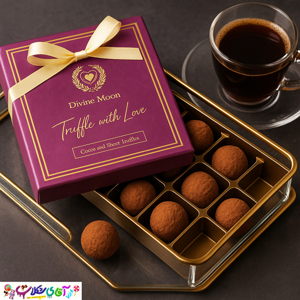 شکلات کادویی ترافل دوتاییمون بنفش 160 گرم 1 شکلات کادویی ترافل دوتاییمون بنفش 160 گرم